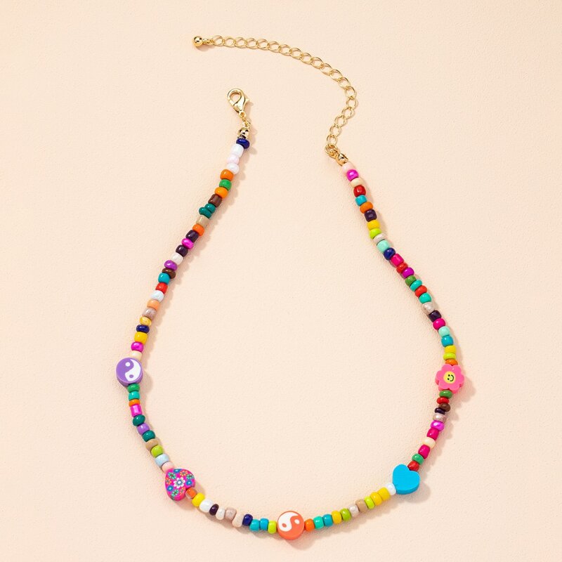 

Yin & Yang Decor Beaded Necklace, Multicolor