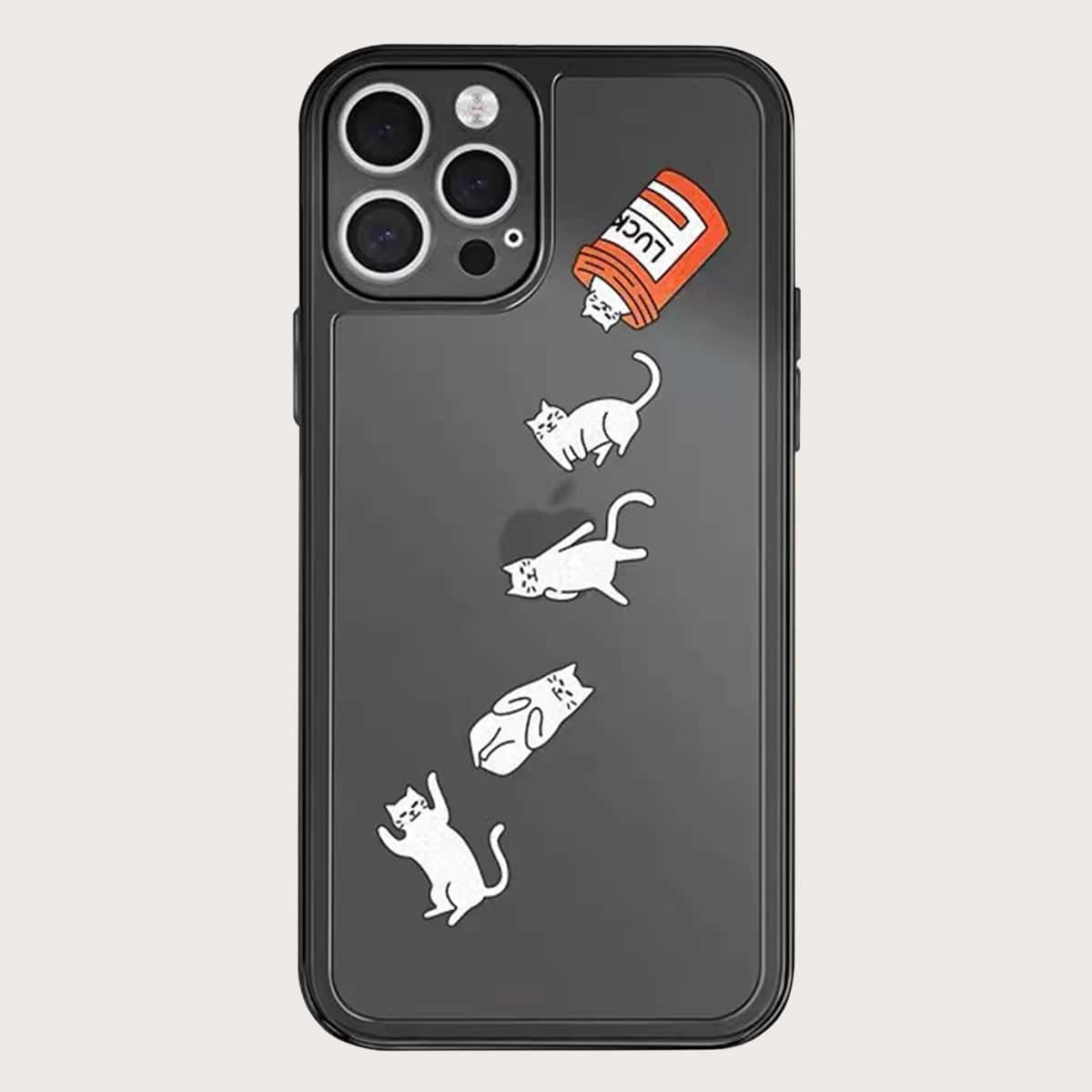 

1pc Cat Print Transparent Phone Case, Multicolor