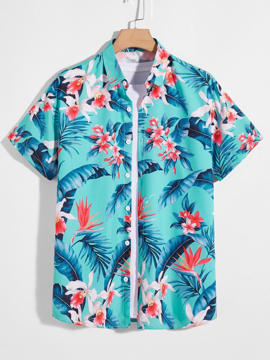 Manfinity Chillmode Men 1pc Tropical Print Shirt - Multicolor - View 1