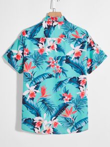 Manfinity Chillmode Men 1pc Tropical Print Shirt - Multicolor - View 2