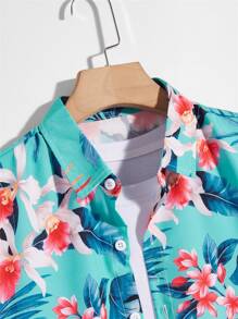 Manfinity Chillmode Men 1pc Tropical Print Shirt - Multicolor - View 4