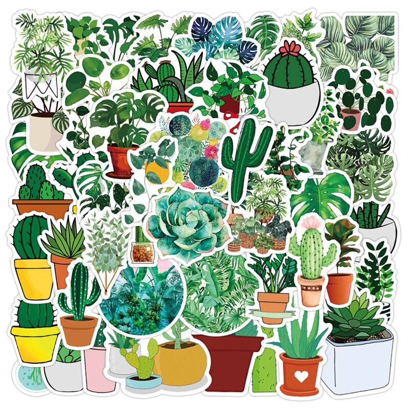 

50pcs Plant Print Sticker, Multicolor