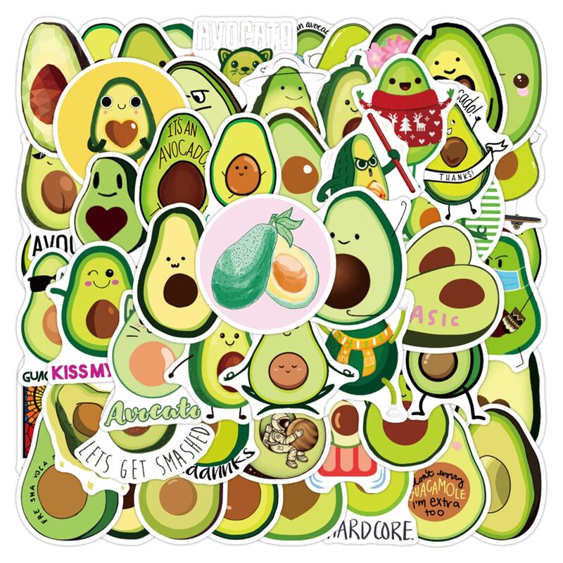 

50pcs Cartoon Avocado Sticker, Multicolor