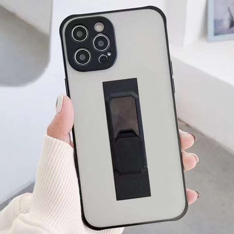 

Contrast Frame Phone Case With Holder, Black