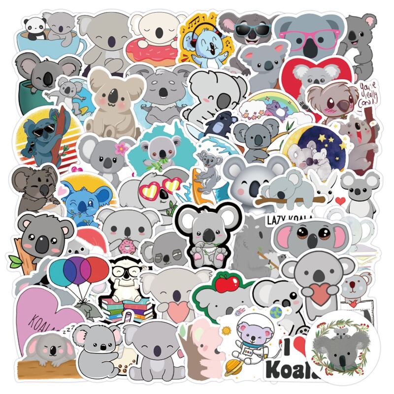 

50pcs Cartoon Koala Sticker, Multicolor