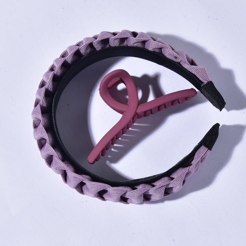 

1pc Braided Headband & 1pc Hair Claw, Multicolor