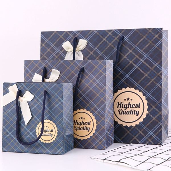

3pcs Plaid Gift Bag, Multicolor