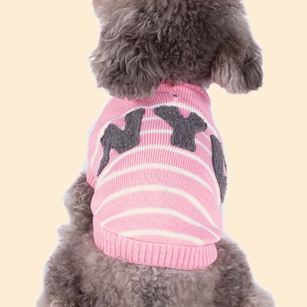 

Stripe & Letter Graphic Pet Sweater, Pink