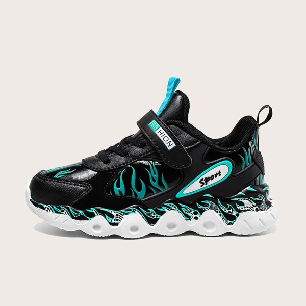 

Boys Fire Pattern Chunky Sneakers, Multicolor
