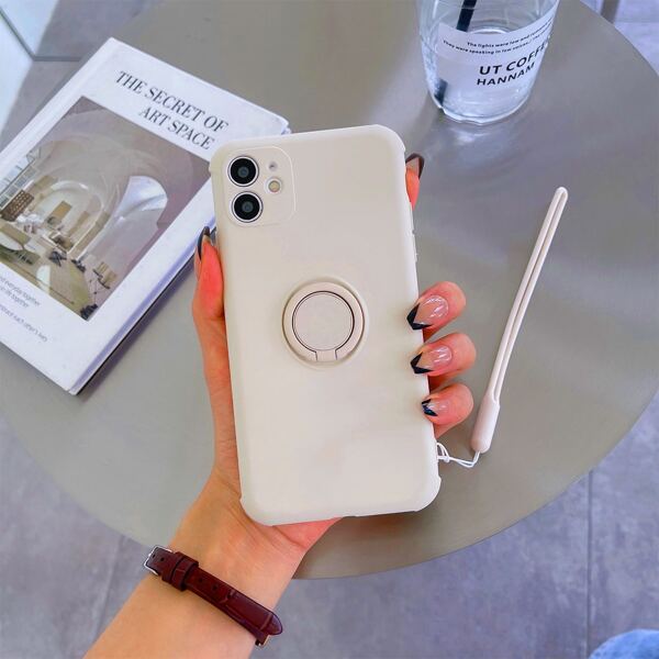 

Plain Phone Case With Ring Holder & Lanyard, Beige