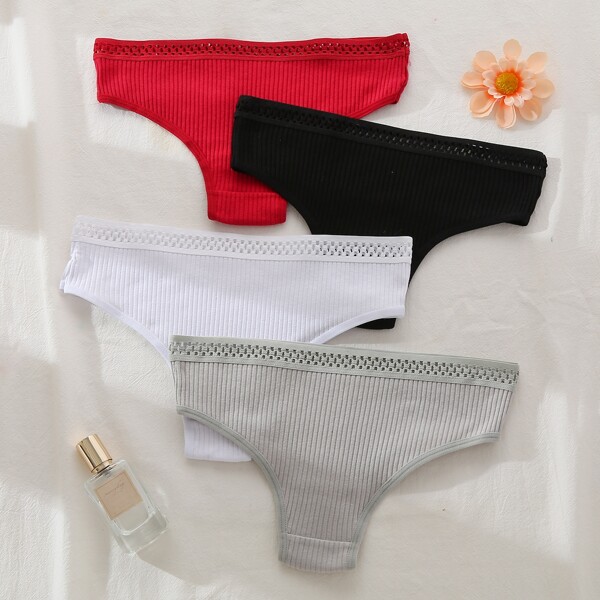 

4pack Rib Panty Set, Multicolor