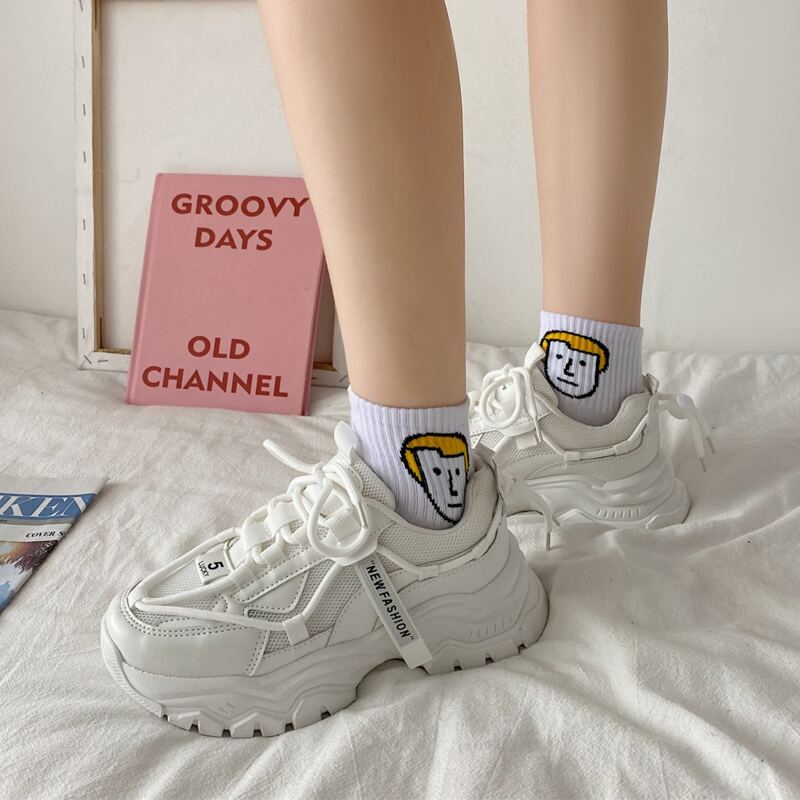 

Lace Up Front Chunky Sneakers, White