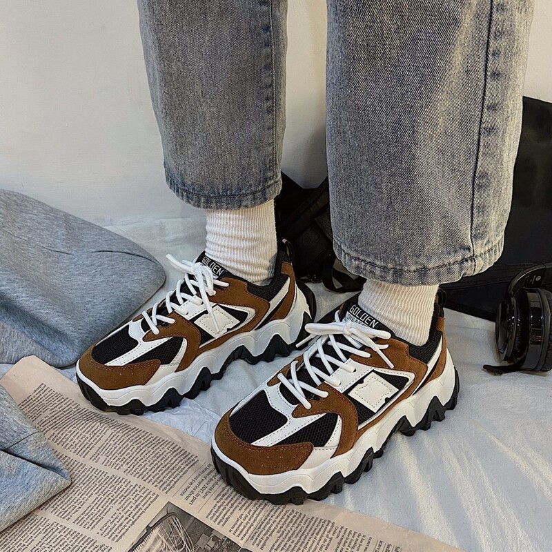

Lace Up Front Chunky Sneakers, Brown