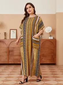 Al Najma 大碼補丁口袋條紋印花直筒連衣裙 - 彩色 - 查看 1