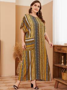 Al Najma 大碼補丁口袋條紋印花直筒連衣裙 - 彩色 - 查看 2