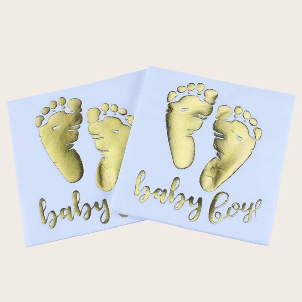

20pcs Baby Shower Party Disposable Napkin, Gold