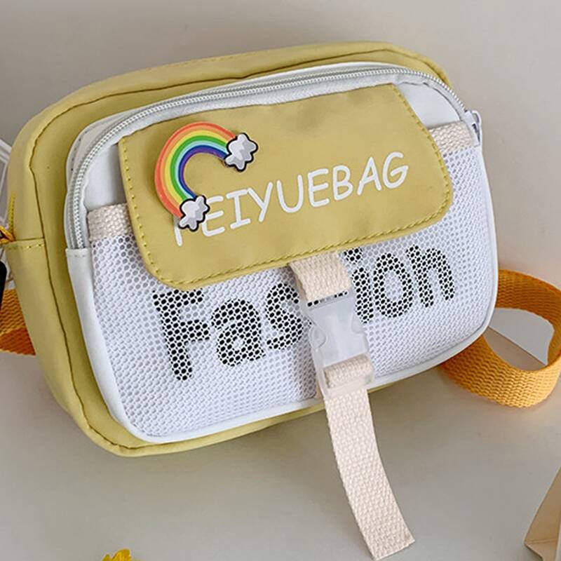 

Zip Front Letter Graphic Crossbody Bag, Yellow