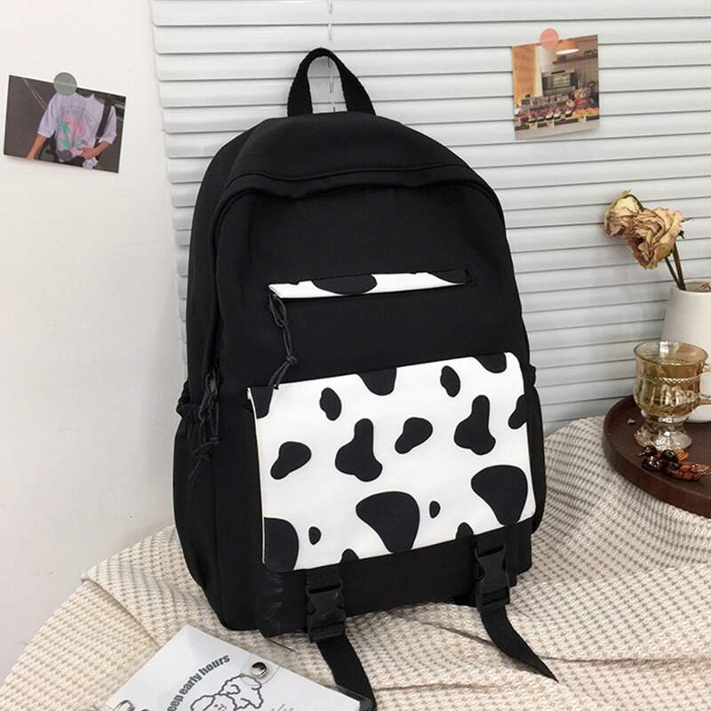 

Cow Pattern Backpack, Black