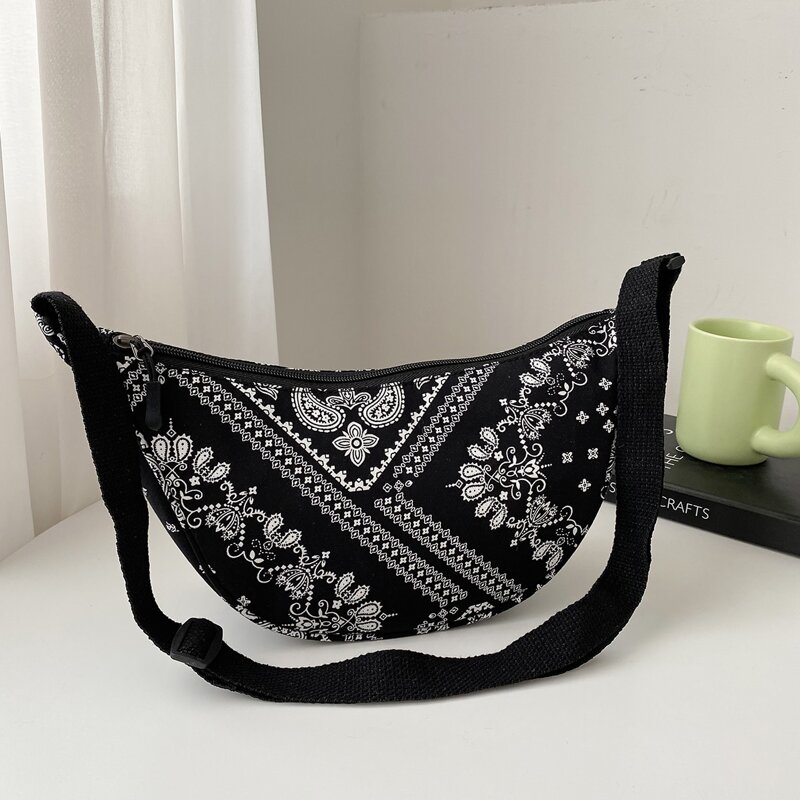 

Paisley Pattern Crossbody Bag, Black