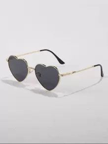 Elegant Heart Frame Fashion Glasses UV Protection Sunglasses For Daily Life Or Summer Travel Sunglasses Beach Sun Glasses,School Halloween Beach Accessories For Women Sun Glasses Sunglasses Shades Valentine's Day Valentines Fashionable Shade Elegant Outfit Family Outings Travel Vacation Holiday For Summer Beach Vacation,Outdoor,Travel - Dark Grey - View 2