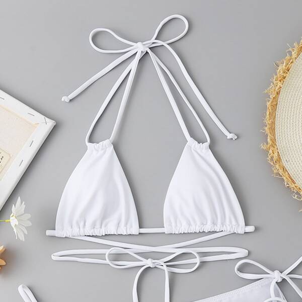 

Halter Triangle Bikini Top, White