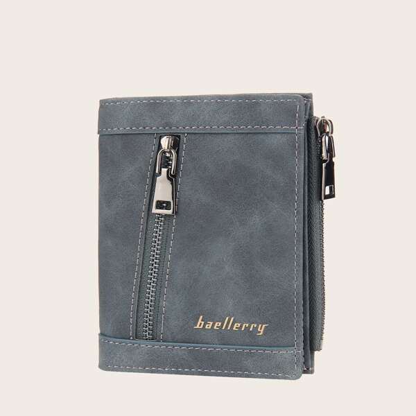 

Men Stitch Trim Wallet, Blue