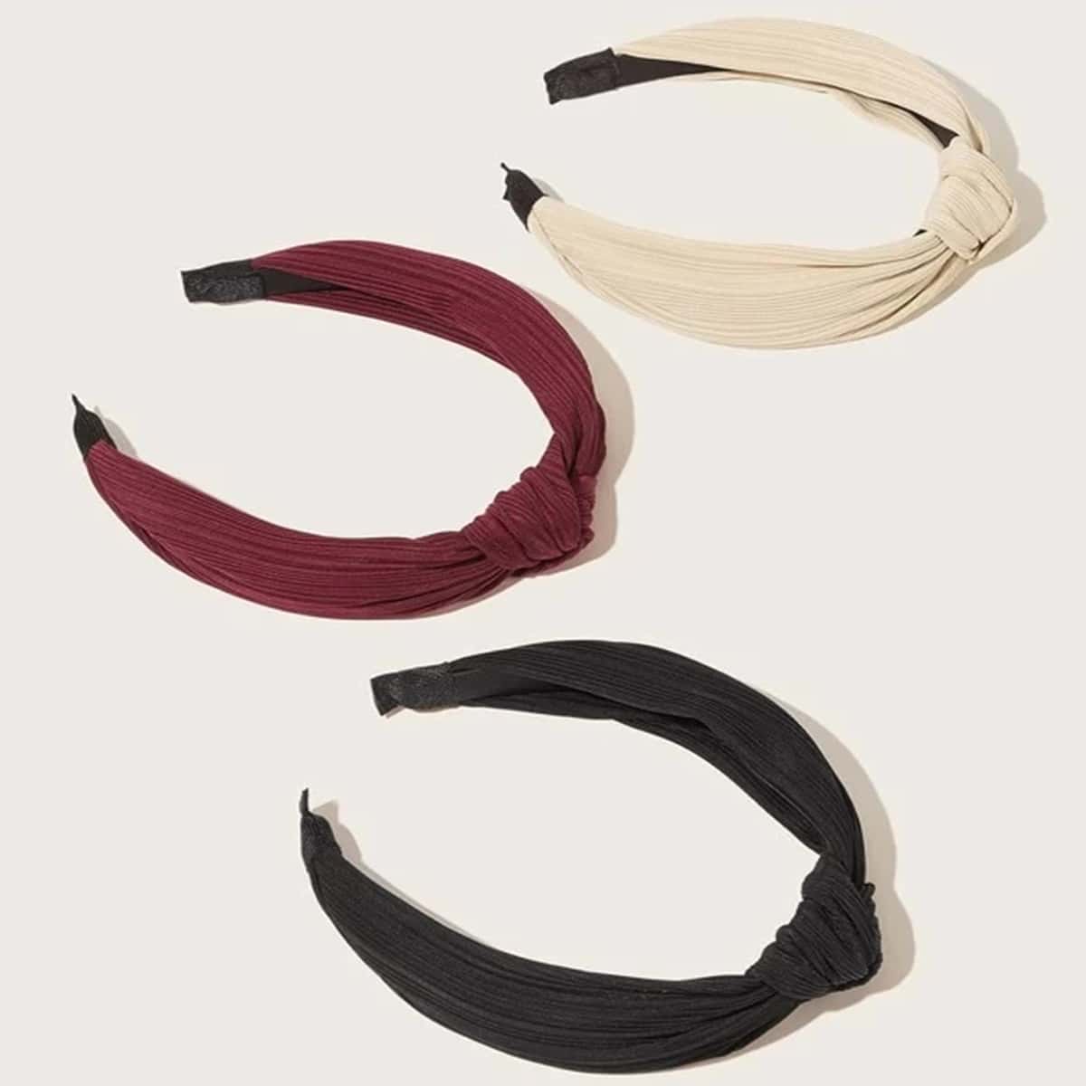 

3pcs Solid Knot Headband, Multicolor