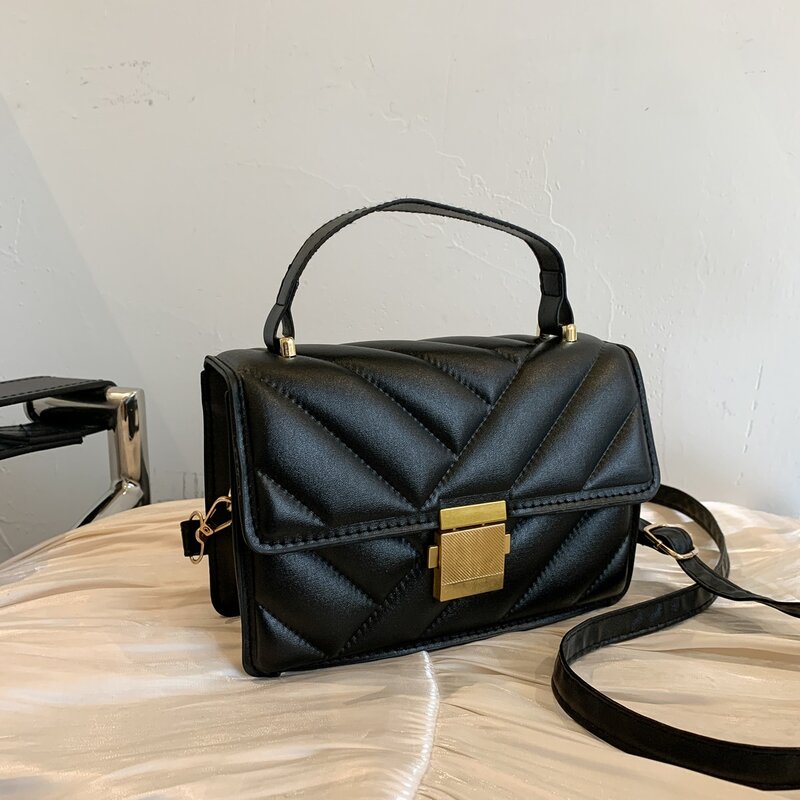

Quilted Satchel Bag, Black