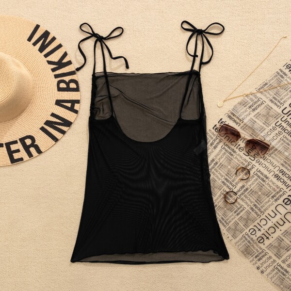 

Sheer Mesh Cover Up Without Bikini, Black