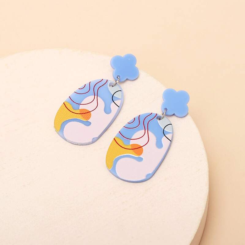 

Graphic Geo Charm Earrings, Blue