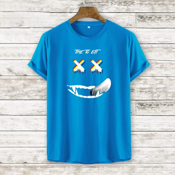 

Men Cartoon And Slogan Graphic Tee, Blue