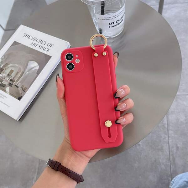 

Plain Phone Case With Wristband, Red