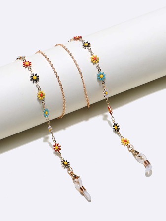 Chaîne de lunettes de décoration florale de style bohème, couleur bonbon - parfaite pour les fêtes, les costumes et les cadeaux. Accessoires de lunettes pour femmes, Fête des Valentine