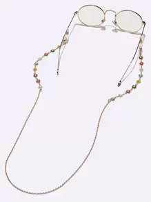 Cadena de gafas con decoración de flores bohemias de color caramelo - perfecta para fiestas, disfraces y regalos - Accesorios de gafas para mujer para el Día de San Valentín - Multicolor - Ver 2