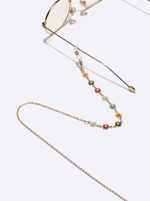 Cadena de gafas con decoración de flores bohemias de color caramelo - perfecta para fiestas, disfraces y regalos - Accesorios de gafas para mujer para el Día de San Valentín - Multicolor - Ver 3