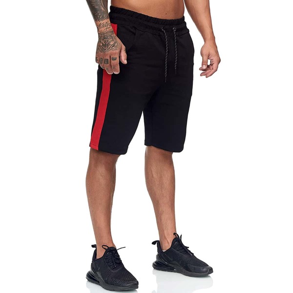 

Men Contrast Sideseam Drawstring Athletic Shorts, Black