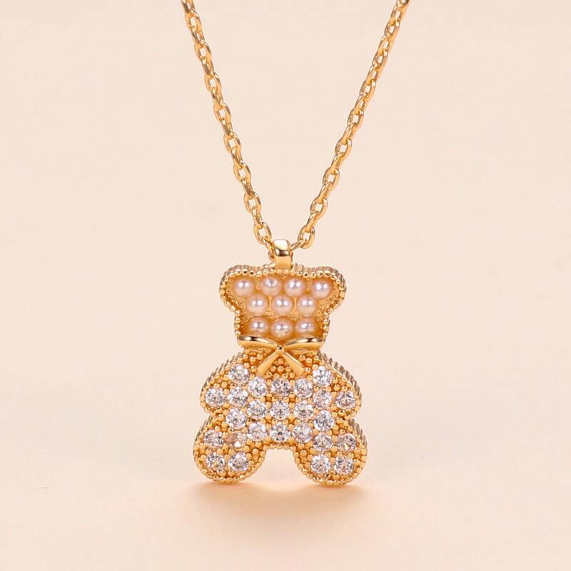 

Bear Pendant Chain Necklace, Gold