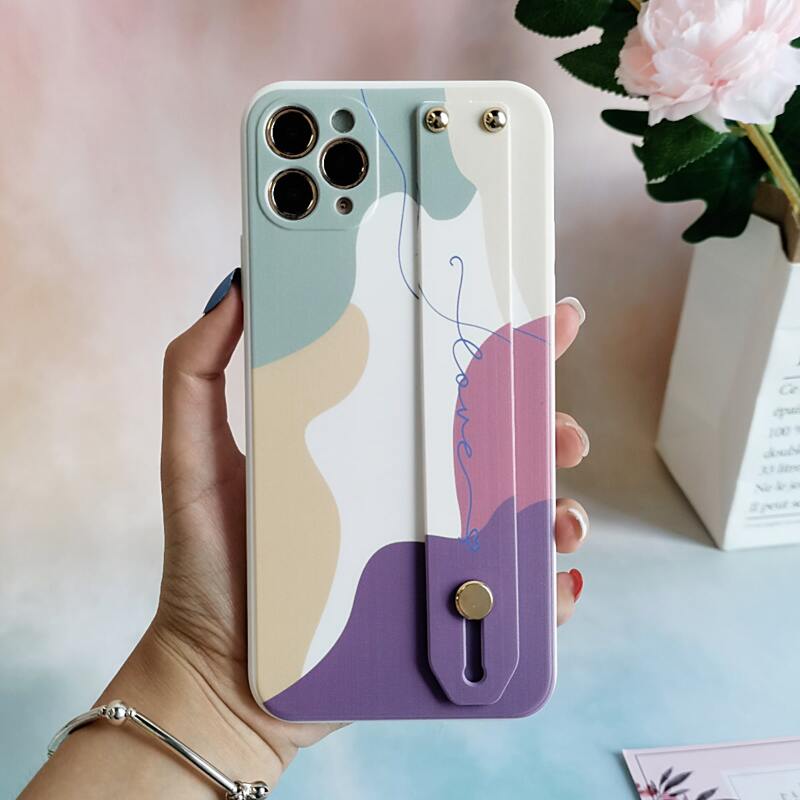 

Color Block Phone Case With Wristband, Multicolor