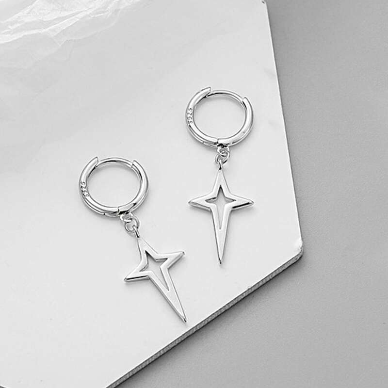 

Star Charm Earrings, Silver