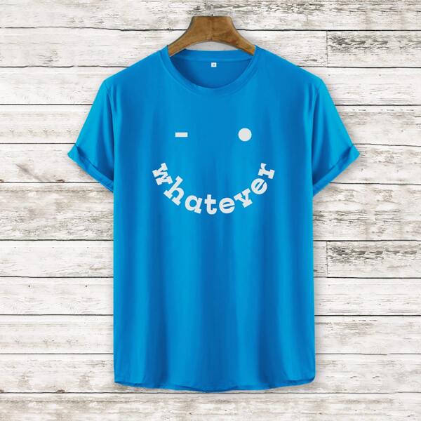 

Men Letter Graphic Tee, Blue