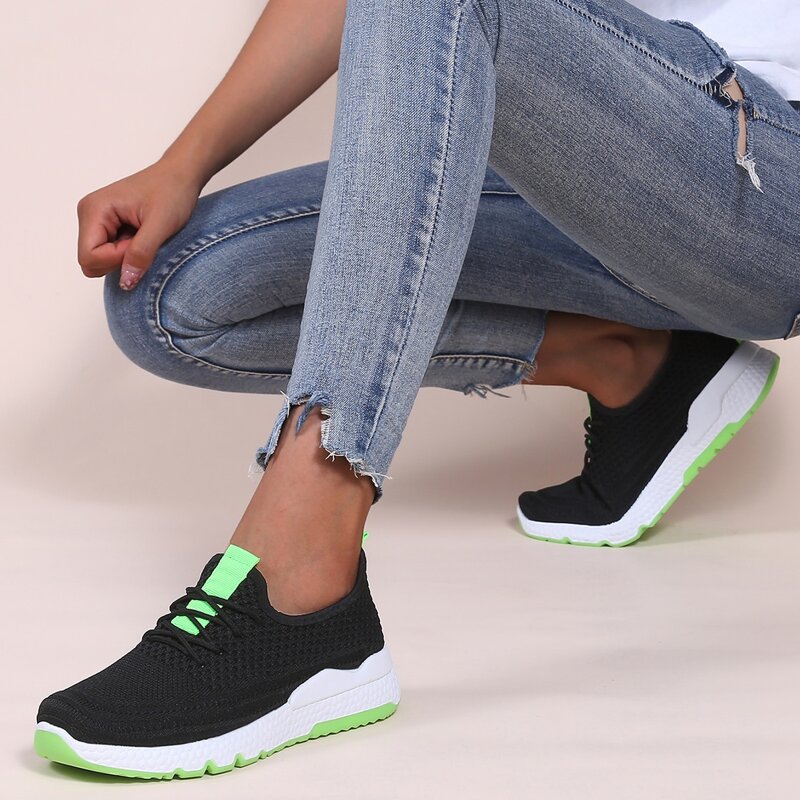 

Minimalist Knit Panel Slip-On Sneakers, Black