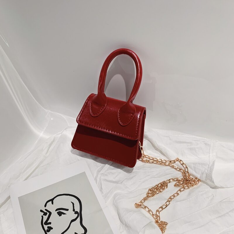 

Minimalist Chain Satchel Bag, Red