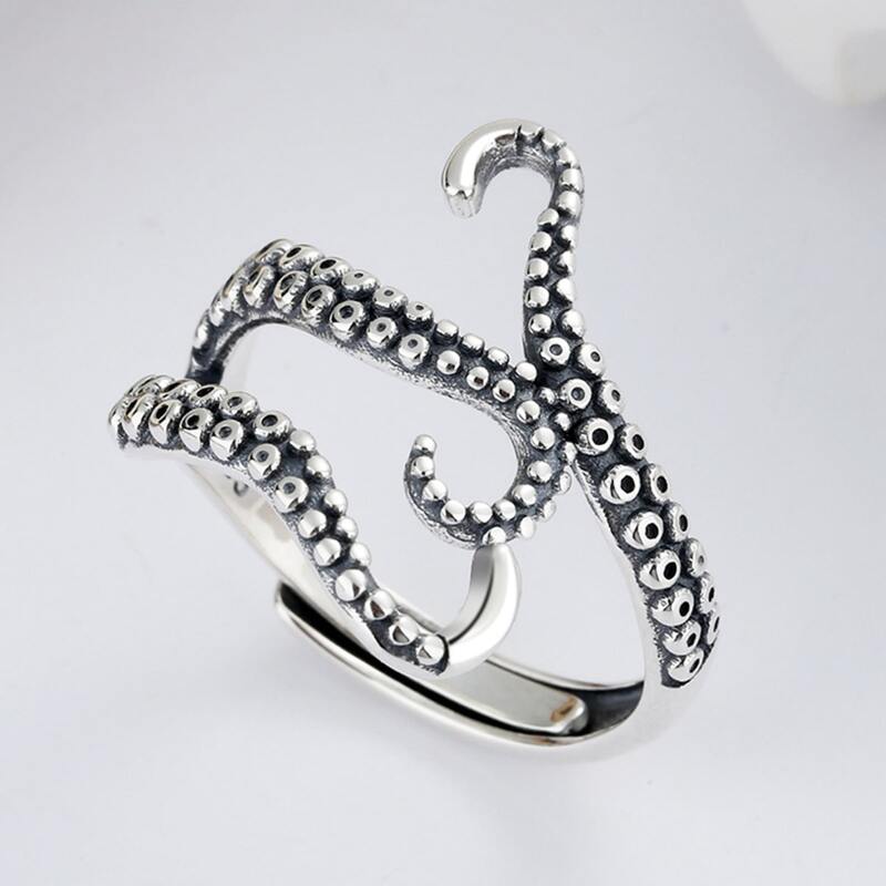 

Guys Octopus Design Ring, Antique silver
