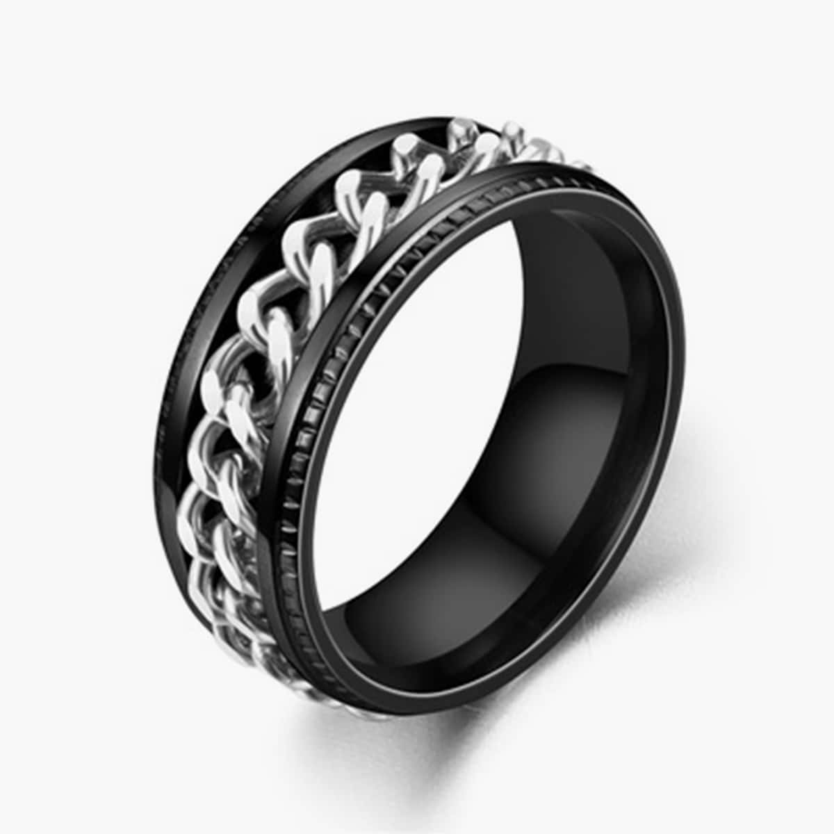 

Guys Chain Design Ring, Black
