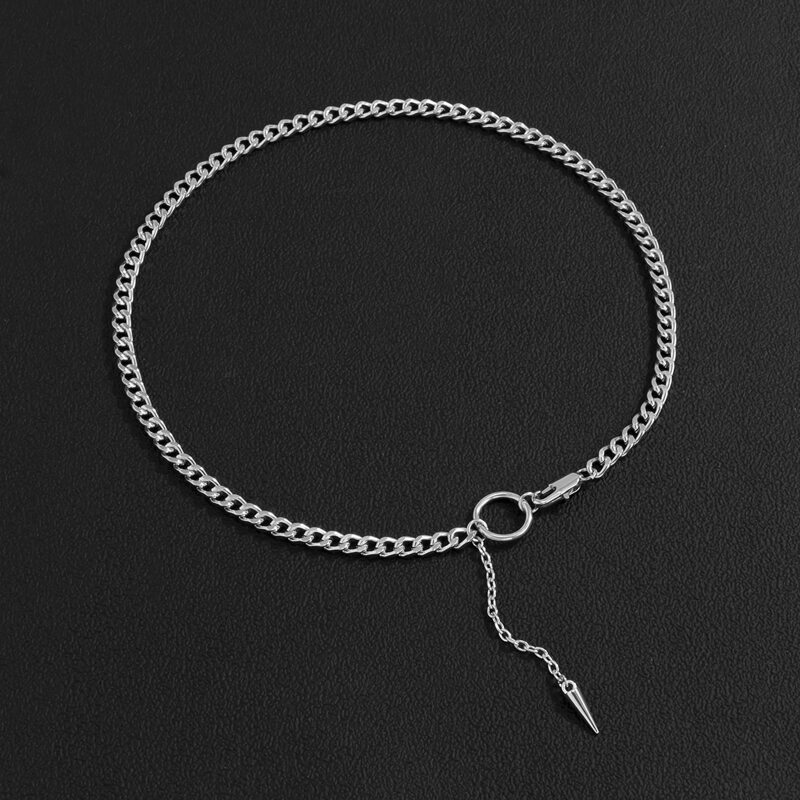 

Guys Ring Design Chain Necklace, Silver
