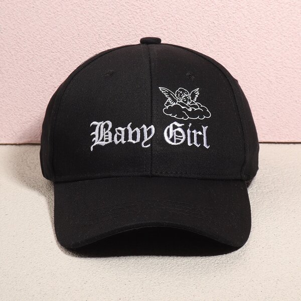 

Letter Embroidery Baseball Cap, Black