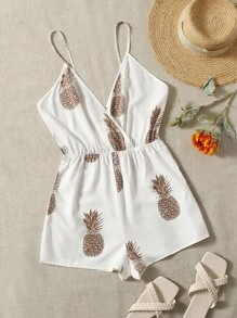 Soleia Mono de tirantes con estampado de piña de espalda abierta - Blanco - Ver 1