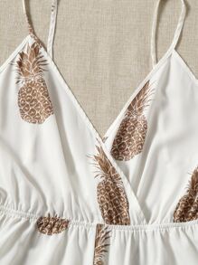 Soleia Mono de tirantes con estampado de piña de espalda abierta - Blanco - Ver 3