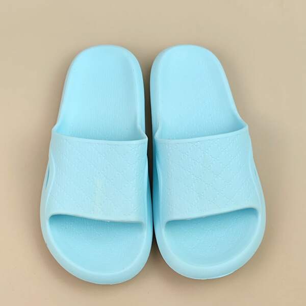 

Minimalist Textured Cut Out Slides, Baby blue