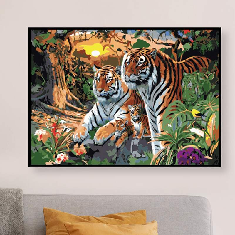 

Tiger Print DIY Diamond Unframed Painting, Multicolor
